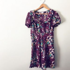 Aqua Blues Purple Collared Babydoll Dress